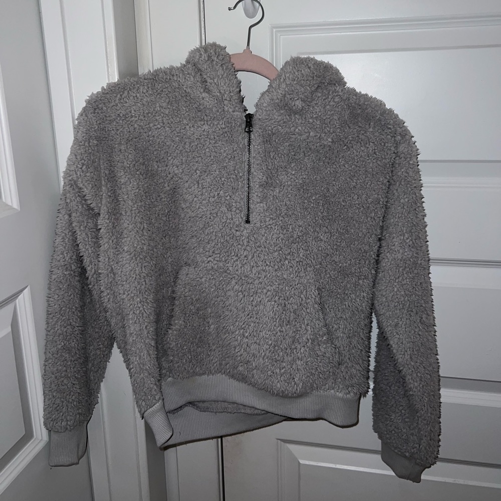 Small American Eagle Grey sherpa hoodie